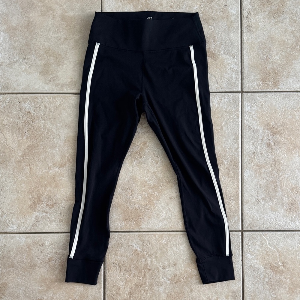 JoyLab Black Leggings with White Side Stripes